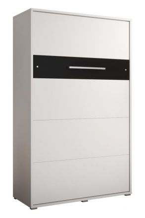 Schrankbett Namsan 02 vertikal, Farbe: Weiß matt / Schwarz matt - Liegefläche: 120 x 200 cm (B x L)