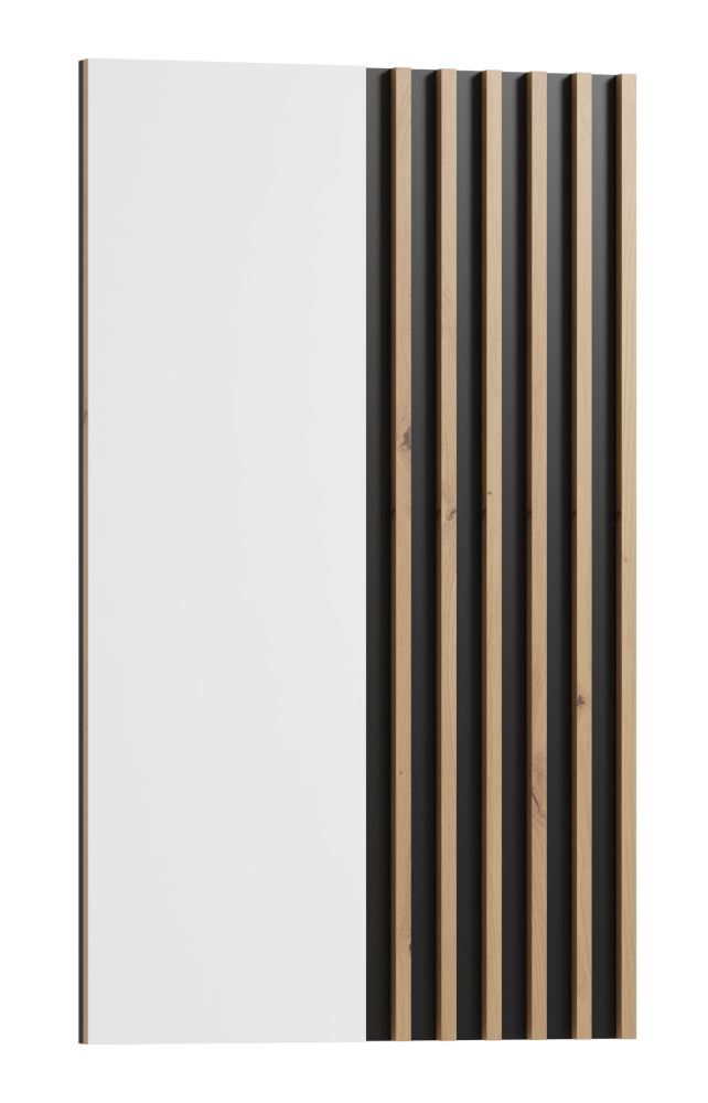 Spiegel Cikarang 04, Farbe: Schwarz / Eiche - Abmessungen: 110 x 67 x 4 cm (H x B x T)