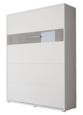 Schrankbett Namsan 04 vertikal, Farbe: Weiß matt / Grau glänzend - Liegefläche: 160 x 200 cm (B x L)