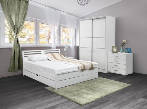 Schlafzimmer Komplett - Set G Pontevedra, 6-teilig, teilmassiv, Farbe: Weiß