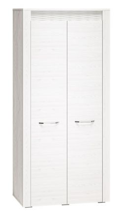 Drehtürenschrank / Kleiderschrank Ullerslev 01, Farbe: Kiefer weiß - Abmessungen: 200 x 92 x 55 cm (H x B x T), mit 2 Türen und 5 Fächern