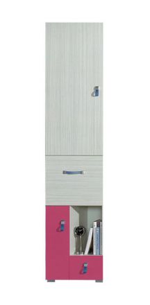 Kinderzimmer - Schrank "Felipe" 03, Rosa / Weiß - Abmessungen: 190 x 45 x 40 cm (H x B x T)