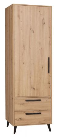 Kleiderschrank mit viel Stauraum Gondomar 07, Farbe: Eiche Artisan - Abmessungen: 195 x 63 x 54 cm (H x B x T), mit 2 Schubladen und 4 Fächern