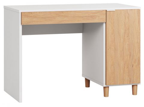 Schreibtisch Arbolita 27, Farbe: Weiß / Eiche - Abmessungen: 78 x 110 x 57 cm (H x B x T)