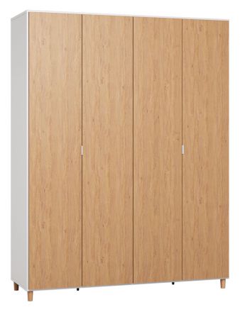 Drehtürenschrank / Kleiderschrank Arbolita 41, Farbe: Weiß / Eiche - Abmessungen: 239 x 185 x 57 cm (H x B x T)