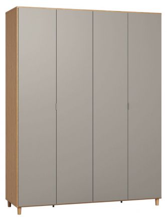 Drehtürenschrank / Kleiderschrank Nanez 15, Farbe: Eiche / Grau - Abmessungen: 239 x 185 x 57 cm (H x B x T)