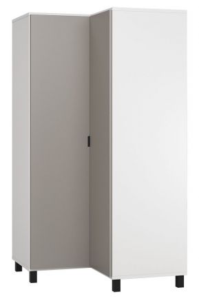 Drehtürenschrank / Eckkleiderschrank Pantanoso 14, Farbe: Weiß / Grau - Abmessungen: 195 x 102 x 104 cm (H x B x T)
