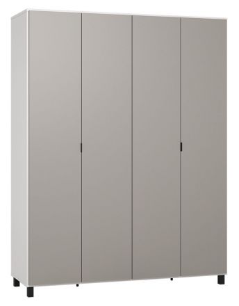 Drehtürenschrank / Kleiderschrank Pantanoso 15, Farbe: Weiß / Grau - Abmessungen: 239 x 185 x 57 cm (H x B x T)