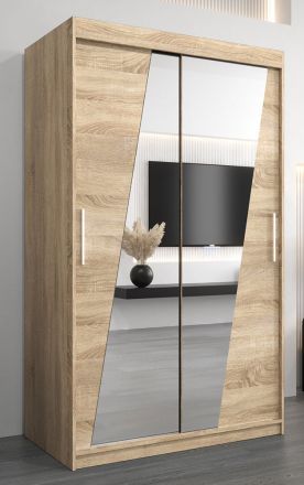 Schiebetürenschrank / Kleiderschrank Guajara 02 mit Spiegel, Farbe: Eiche Sonoma - Abmessungen: 200 x 120 x 62 cm (H x B x T)