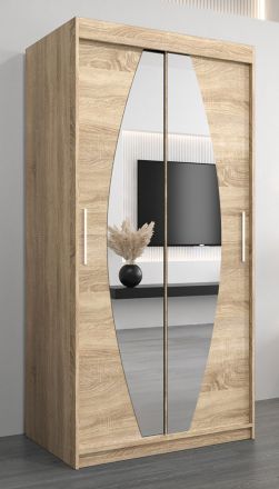 Schiebetürenschrank / Kleiderschrank Calvitero 01 mit Spiegel, Farbe: Eiche Sonoma - Abmessungen: 200 x 100 x 62 cm ( H x B x T)
