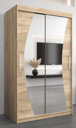 Schiebetürenschrank / Kleiderschrank Combin 02 mit Spiegel, Farbe: Eiche Sonoma - Abmessungen: 200 x 120 x 62 cm (H x B x T)