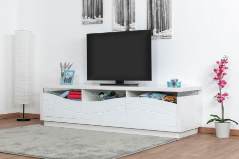 TV - Unterschrank Patamea 03, Farbe: Weiß Hochglanz - 48 x 180 x 50 cm (H x B x T)
