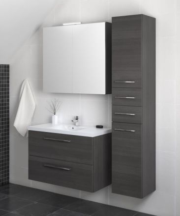 Badezimmermöbel - Set X Pune, 3-teilig inkl. Waschtisch / Waschbecken, Farbe: Esche Grau