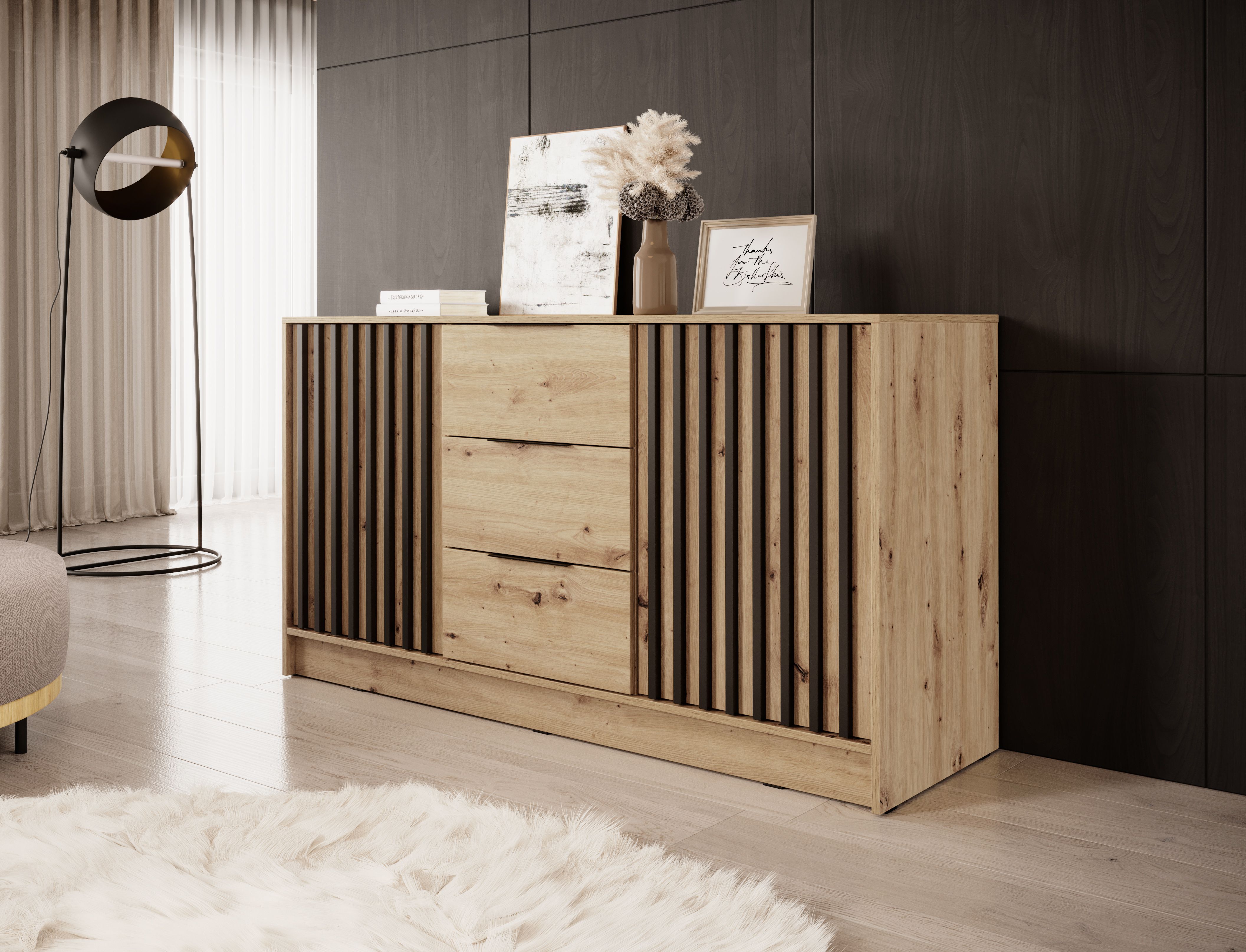 Kommode mit modernen Design Leeds 17, Farbe: Eiche Artisan