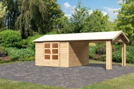 Gartenhaus SET naturbelassen mit Dachausbauelement, Grundfläche: 8,65m²