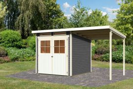 Gartenhaus SET terragrau mit Schleppdach, Grundfläche: 4,45m²
