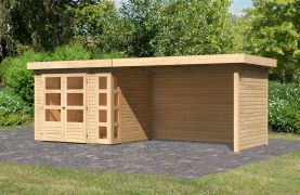 Gartenhaus SET naturbelassen mit Schleppdach 2,8 m Breite, Seiten- und Rückwand, Grundfläche: 5,07m²