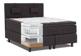 Komplettset Boxspringbett TAKA, Box: Bonellfederkern, Matratze: Taschenfederkern, Top Matress: Memoryschaum - Abmessung: 120 x 200 cm