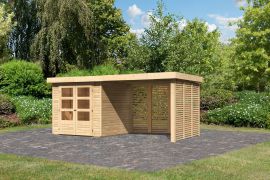 Gartenhaus SET AKTION naturbelassen mit Anbaudach 2,8 m, Grundfläche: 4,45 m²