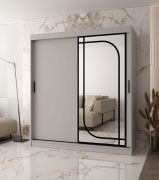 Kleiderschrank | 10 Fächer | 2 Kleiderstangen | Kaschmir | Schiebetürenschrank | 180 x 62 x 200 cm | 1 Spiegeltür | zuverlässiges Gleitsysteme