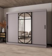 Schiebetürenschrank | Kaschmir | Spiegeltür | Moderne Details | 250 x 62 x 200 cm | Kleiderschrank | 10 Fächer | 2 Kleiderstangen | hochwertig Verarbeitet