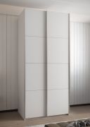 Kleiderschrank / Schiebetürenschrank | 245,5 x 100 x 64 cm | Soft-Close | 2 Kleiderstangen | 6 Fächer | 6 Einlegeböden | Farbe: Weiß | 2 Schiebetüren