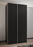 Kleiderschrank / Schiebetürenschrank | 245,5 x 140 x 64 cm | 2 Kleiderstangen | 2 Schiebetüren | Soft-Close | 6 Einlegeböden | 6 Fächer | Farbe: Schwarz