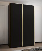 Kleiderschrank / Schiebetürenschrank | 2 Schiebetüren | 2 Kleiderstangen | 245,5 x 160 x 64 cm | 11 Fächer | 10 Einlegeböden | Farbe: Schwarz | Soft-Close