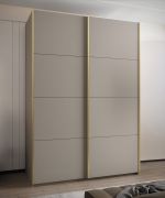 Kleiderschrank / Schiebetürenschrank | ABS-Kanten | 11 Fächer | 245,5 x 170 x 64 cm | 10 Einlegeböden | 2 Kleiderstangen | 2 Schiebetüren | Farbe: Kaschmir