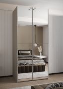 Kleiderschrank / Schiebetürenschrank | 2 Schiebetüren | 245,5 x 100 x 64 cm | 2 Kleiderstangen | Farbe: Kaschmir | 6 Einlegeböden | 6 Fächer