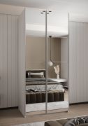 Kleiderschrank / Schiebetürenschrank | 245,5 x 120 x 64 cm | 6 Fächer | 6 Einlegeböden | 2 Kleiderstangen | 2 Schiebetüren | Farbe: Weiß | Soft-Close