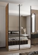Kleiderschrank / Schiebetürenschrank | 245,5 x 120 x 64 cm | 2 Kleiderstangen | 2 Schiebetüren | 6 Einlegeböden | Soft-Close | Farbe: Eiche Artisan