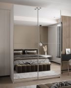 Kleiderschrank / Schiebetürenschrank | 11 Fächer | 245,5 x 170 x 64 cm | Spiegel | Farbe: Weiß | 2 Kleiderstangen | 2 Schiebetüren | 11 Fächer