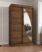 Schiebetürenschrank | eine Spiegeltür | 1,2 Meter breit | Farbe: Walnuss | fünf Fächer | Aluminiumschienen | Kleiderschrank | PVC-Furnier | Schlafzimmer