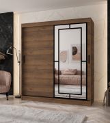 Schiebetürenschrank | Farbe: Walnuss Warmia | 10 Fächer | 2 Kleiderstangen | hochwertig Verarbeitet | 180 x 62 x 200 cm | Kleiderschrank | Spiegeltür | modernes Design