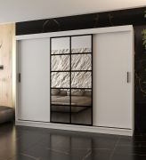 Schiebetürenschrank | Weiß Matt | 10 Fächer | 2 Kleiderstangen | hochwertig Verarbeitet | 250 x 62 x 200 cm | Kleiderschrank | Spiegeltür | modernes Design