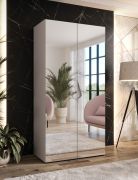 Drehtürenschrank | Farbe: Kaschmir | 1 Fach | Griffe: Kaschmir | Maße: 100 x 52 x 202 cm | 1 Kleiderstange | Schlafzimmerschrank mit Spiegel | Soft-Close-Funktion