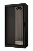Schiebetürenschrank | Schwarz Matt | 5 Fächer | 2 Kleiderstangen | hochwertig Verarbeitet | 100 x 62 x 200 cm | Kleiderschrank | Spiegeltür | modernes Design