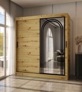Kleiderschrank / Schiebetürenschrank | Farbe: Eiche Artisan | 10 Fächer | 2 Kleiderstangen | dekorative Spiegeltür | 180 x 62 x 200 cm | für Schlafzimmer
