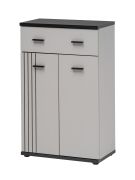 Garderoben Kommode | 1 Schublade | 2 Drehtüren | Farbe: Kaschmir / Schwarz | 3 Fächer | Maße: 60 x 32 x 96,5 cm | Funktionalität & Komfort