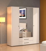 Drehtürenschrank | 2 Spiegeltüren | Farbe: Kaschmir | 2 Schubladen | Maße: 179,5 x 56 x 210,5 cm | Kleiderschrank | 1 Kleiderstange | 11 Fächer