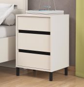 Nachtkommode | 3 Schubladen | Farbe: Kaschmir | modernes Design | ABS-Kanten | Maße: 48 x 40 x 71 cm | Beine: Schwarz | Nachtkästchen