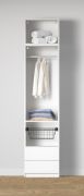 Offener Kleiderschrank | 1 Wäschekorb | Farbe: Weiß | 2 Schubladen | 1 Kleiderstange | 51,5 x 55 x 234 cm | 1 Fach | für Ankleidezimmer