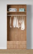 Offener Kleiderschrank | breit | 2 Schubladen | Farbe: Eiche Puccini | 1 Fach | 1 Kleiderstange | Maße: 103 x 55 x 234 cm | einfaches Design