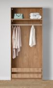 Offener Kleiderschrank | einfaches Design | 2 Innenschubladen | Farbe: Eiche Puccini | 1 Fach | 1 Kleiderstange | Maße: 103 x 55 x 234 cm | breit