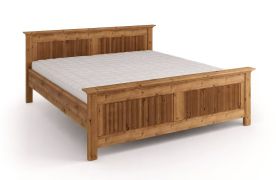 Doppelbett / Gästebett | aus massiv finnische Kiefer | Farbe: Eiche | natürliche Maserung | Liegefläche: 200 x 200 cm | stabiler Rahmen
