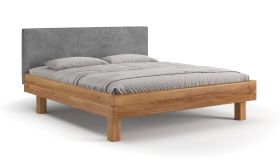 Einzelbett / Gästebett | Massivholz | Eichenholz geölt | bequeme Rückenlehne | 160 x 200 cm | Minimalistisch | hochwertige natürliche Materialien