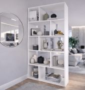 Regal / Raumteiler Asymetha | 10 Fächer | Farbe: Nimfea alba | 80,2 x 30 x 177,6 cm | Wohnzimmer | Garderobe