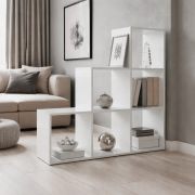Regal / Raumteiler Pyon 6 | 6 Fächer | Farbe: Nimfea alba | Pyramidenform | 105,5 x 29,2 x 104,7 cm | Wohnzimmer