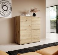 Moderne Kommode mit Push-to-open Funktion Zapopan 87, Farbe: Eiche Artisan, Maße: 102 x 100 x 40 cm, acht Fächer, robust und sehr langlebig